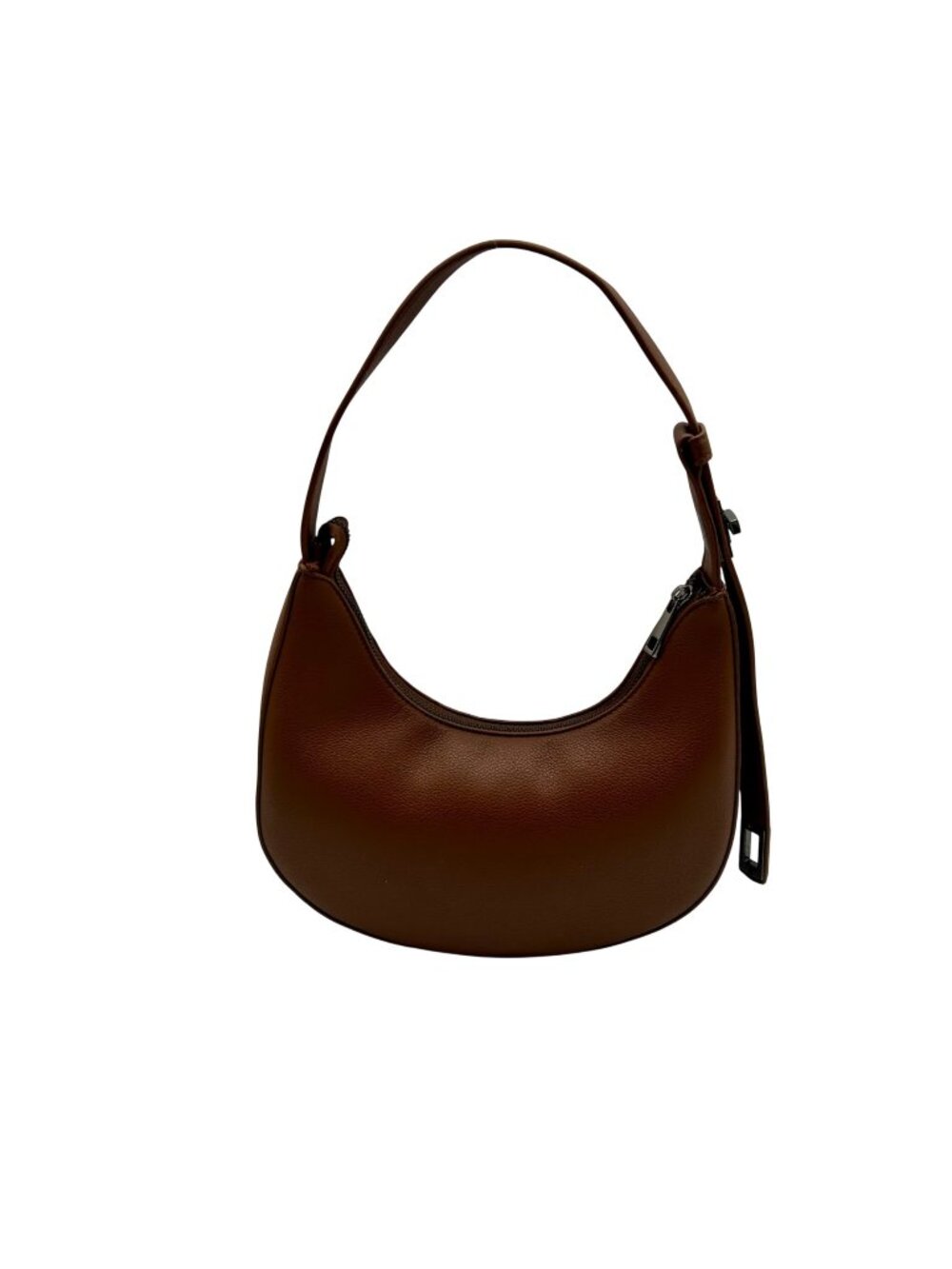 Like Dreams Brown Leather Crescent-Shaped Shoulder Bag